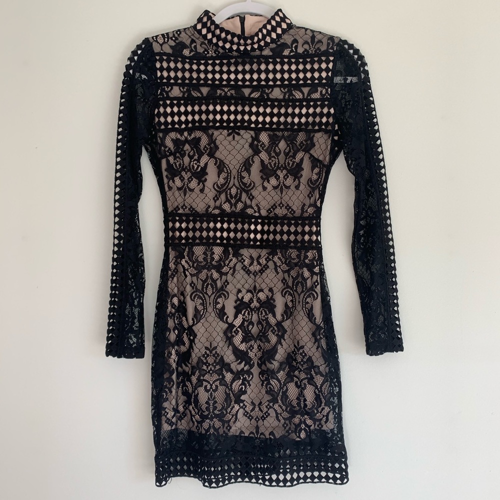 Bodycon black crochet dress
